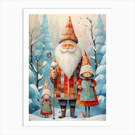 Santa Claus And His Family Art Print