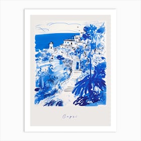 Capri 2 Italy Blue Drawing Poster Art Print