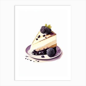Blackberry Cheesecake Dessert Retro Minimal 1 Flower Art Print