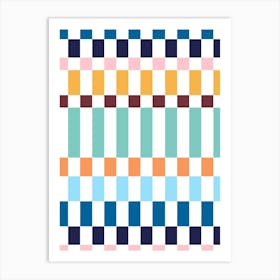 Checkered Pattern Multi Colour 1 Art Print