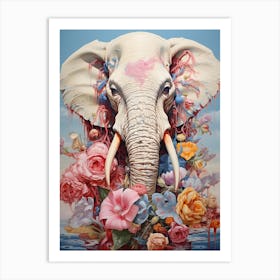 Elephant With Flowers 3 Art Print
