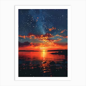 Sunset Over The Water Art Print