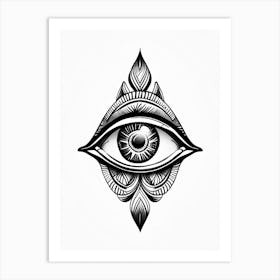 Balance, Symbol, Third Eye Simple Black & White Illustration 3 Art Print