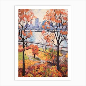 Autumn City Park Painting Odaiba Seaside Park Tokyo 1 Art Print