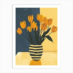 Tulip Flowers On A Table   Contemporary Illustration 1 Art Print