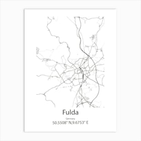 Fulda,Germany Minimalist Map Art Print