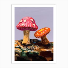 Mushrooms Oil Painting 1 Art Print