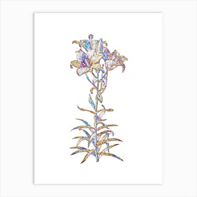 Stained Glass Fire Lily Mosaic Botanical Illustration on White n.0043 Art Print