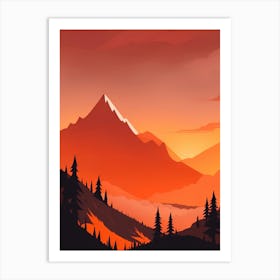 Misty Mountains Vertical Composition In Orange Tone 192 Art Print