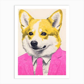 Corgi In A Suit Art Print