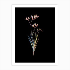 Stained Glass Freesia Mosaic Botanical Illustration on Black n.0272 Art Print