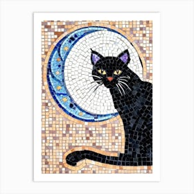 Black Cat On The Moon Art Print