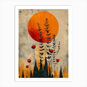 Sunset With Poppies 1 Art Print