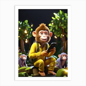 Monkey In The Jungle 1 Art Print