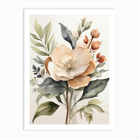 Watercolor Flowers In A Vase Art Print