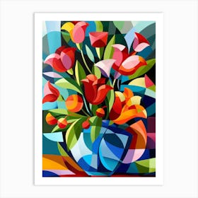 Abstract Flowers In A Vase 6 Art Print