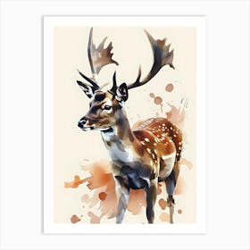 Deer Watercolor Painting Art Print