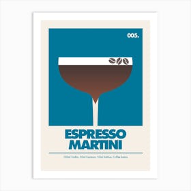 Espresso Martini, Cocktail Print (Blue) Art Print