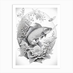 Kujaku Koi Fish Haeckel Style Illustastration Art Print