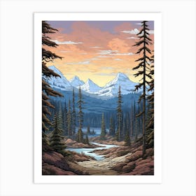 Tundra Landscape Pixel Art 3 Art Print