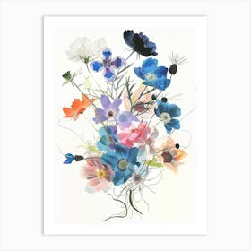 Nigella 2 Collage Flower Bouquet Art Print