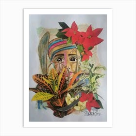 Woman With Flowers Art Print