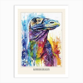 Komodo Dragon Colourful Watercolour 2 Poster Art Print