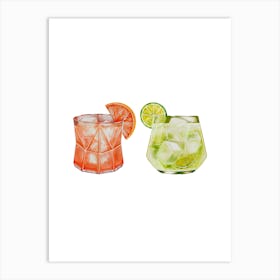 Watercolor Cocktail Set Art Print