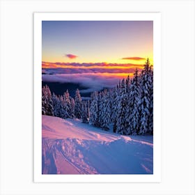 Pas De La Casa, Andorra Sunrise Skiing Poster Art Print