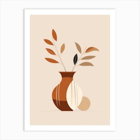 Vase With Leaves Art Print