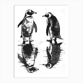 King Penguin Admiring Their Reflections 4 Art Print