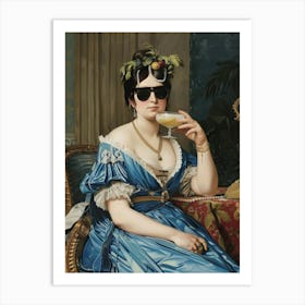 Cocktail Lady Painting Funny Art Print