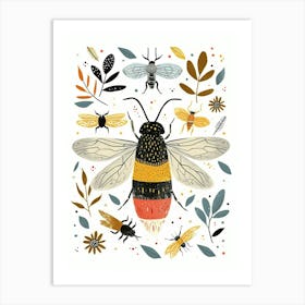 Colourful Insect Illustration Hornet 13 Art Print