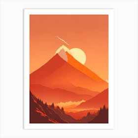 Misty Mountains Vertical Composition In Orange Tone 341 Art Print