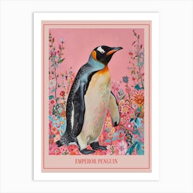 Floral Animal Painting Emperor Penguin 2 Poster Art Print
