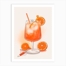 Aperol With Ice And Orange Watercolor Vertical Composition 7 Art Print