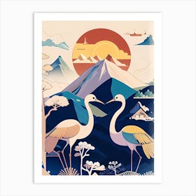 Japanese Cranes Art Print