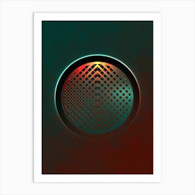 Geometric Neon Glyph on Jewel Tone Triangle Pattern 008 Art Print