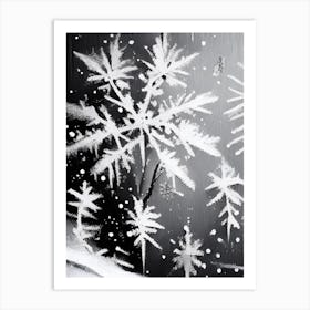 Frost, Snowflakes, Black & White 1 Art Print