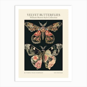 Velvet Butterflies Collection Butterfly Night Symphony William Morris Style 7 Art Print
