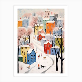 Cat In The Streets Of Harbin   China With Snow 1 Art Print