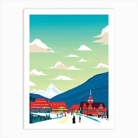 Mont Tremblant, Canada Midcentury Vintage Skiing Poster Art Print