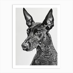 German Pinscher Dog Line Art 1 Art Print