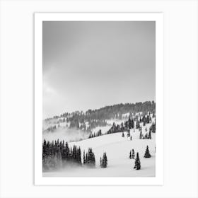 Courchevel, France Black And White Skiing Poster Art Print