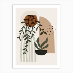 Indoor Plants Beige Boho Botanical Art Print