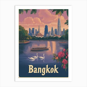 Aihrgdesign A Mid Century Modern Travel Poster For Bangkok Art Print