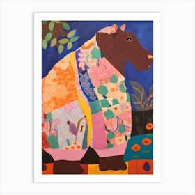 Maximalist Animal Painting Hippopotamus 1 Art Print