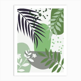 Abstract Green Leaves Art Print