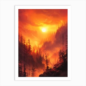 Sunset In The Forest 3 Art Print