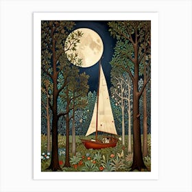 William Morris Sailboat In The Woods Art Print